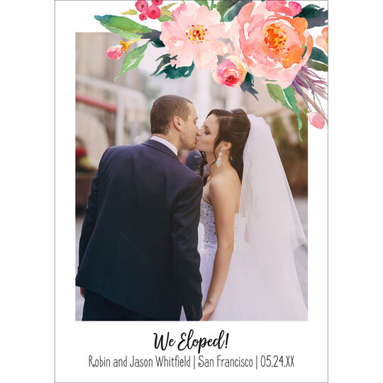 Watercolor Bouquet Photo Wedding Announcements